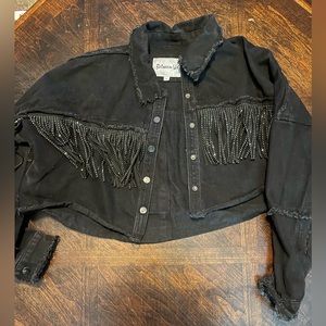 Black fringe crop jacket